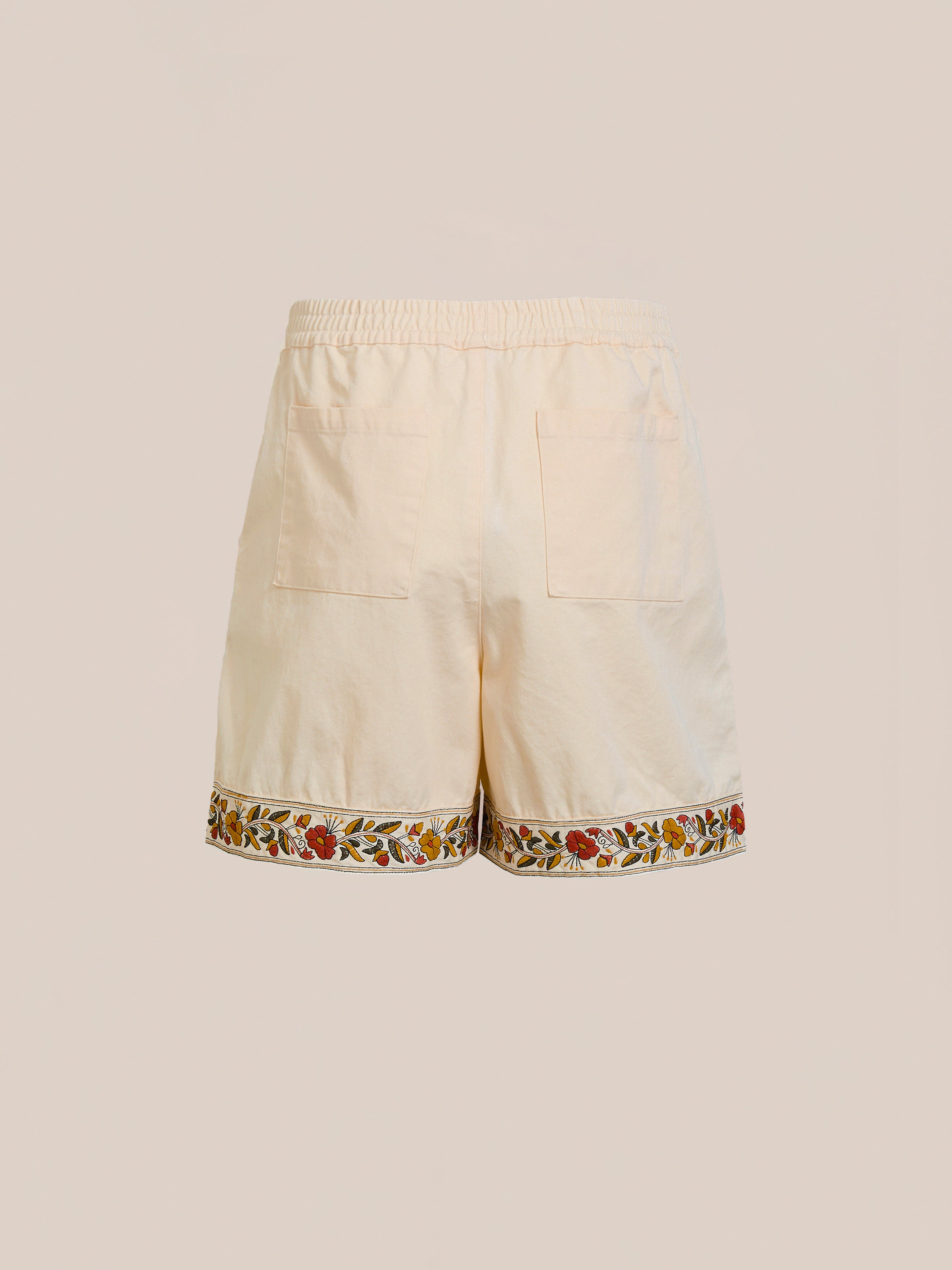 Kantha Floral Work Shorts