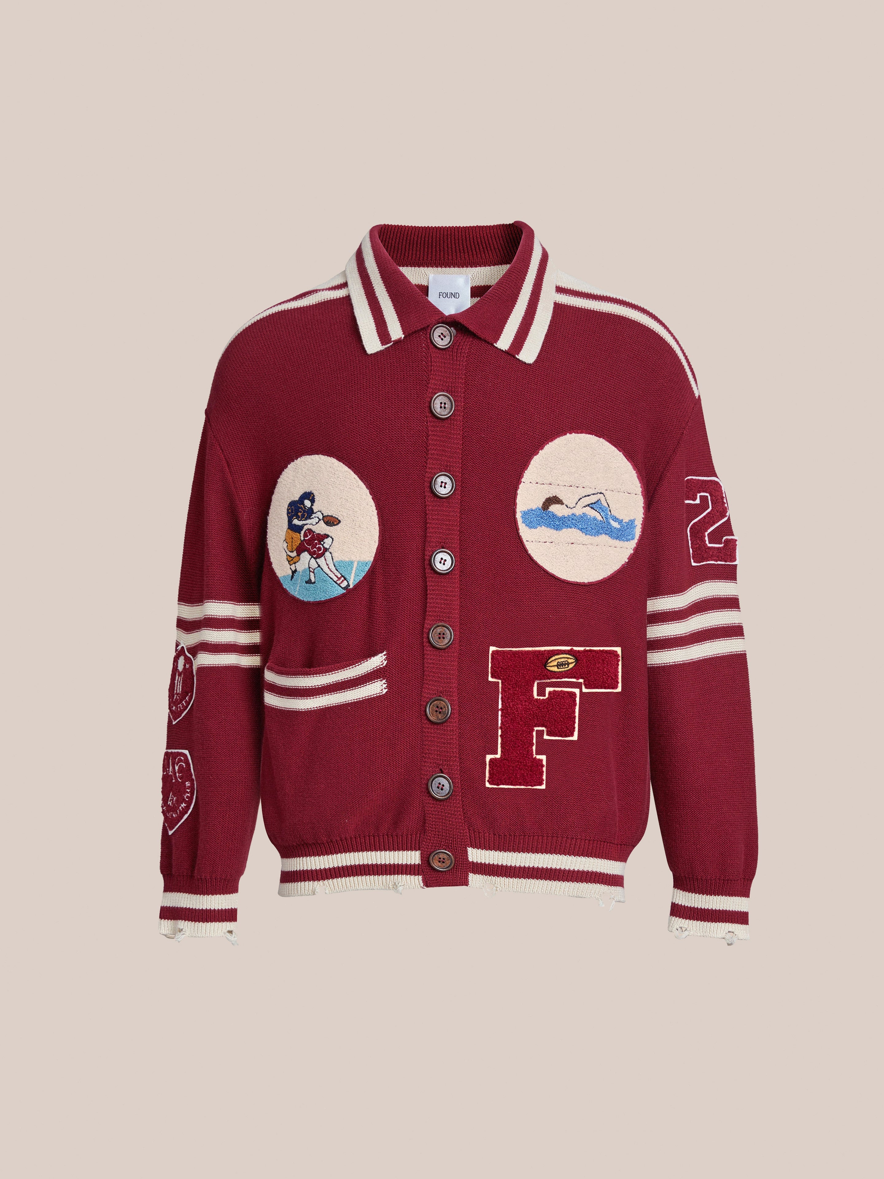 Fin Varsity Patch Collared Cardigan