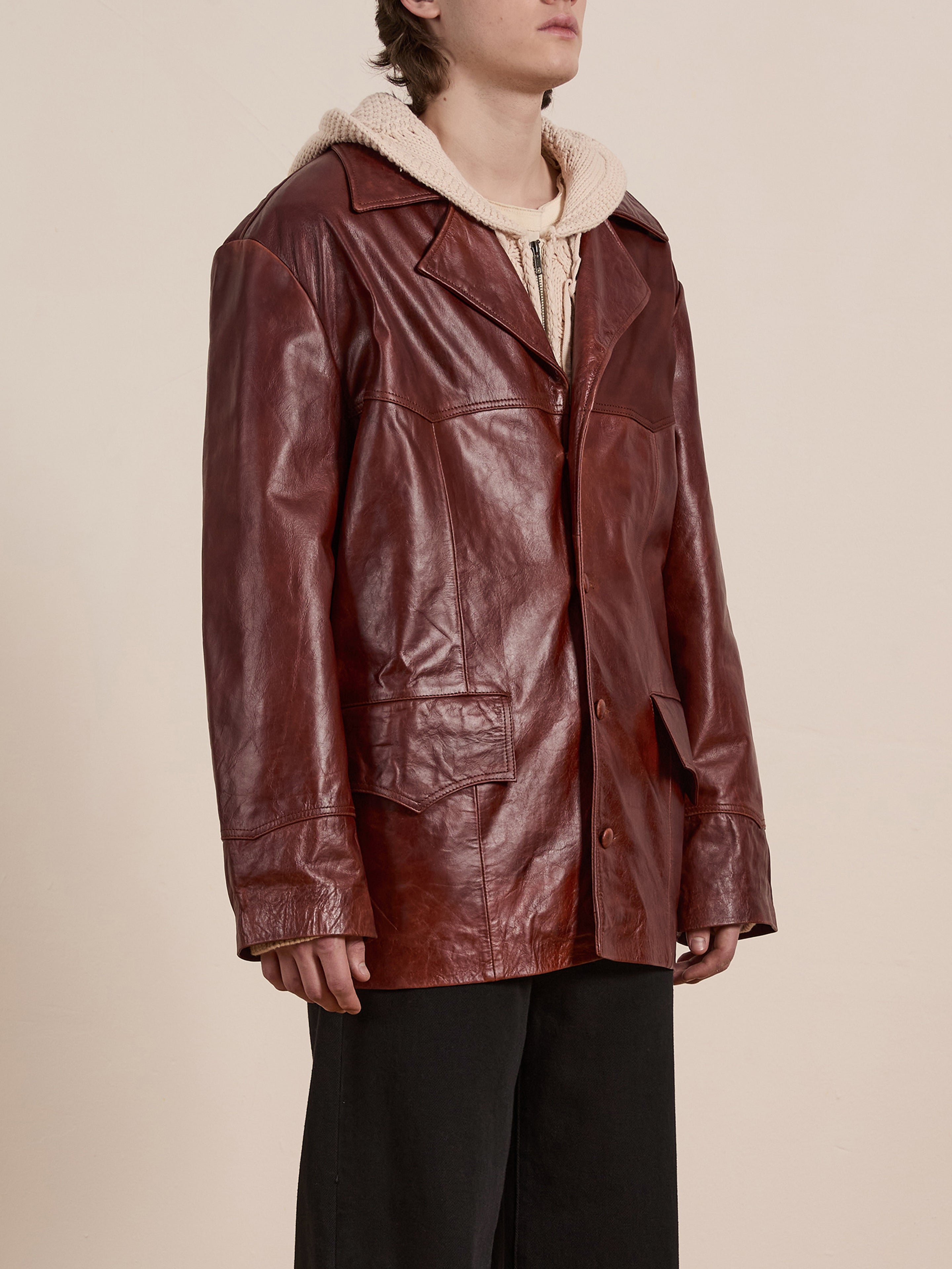 Claret Western Leather Blazer